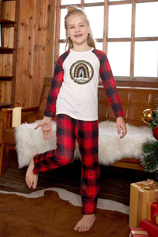 MERRY CHRISTMAS Cozy Graphic Top with Plaid Pants Set