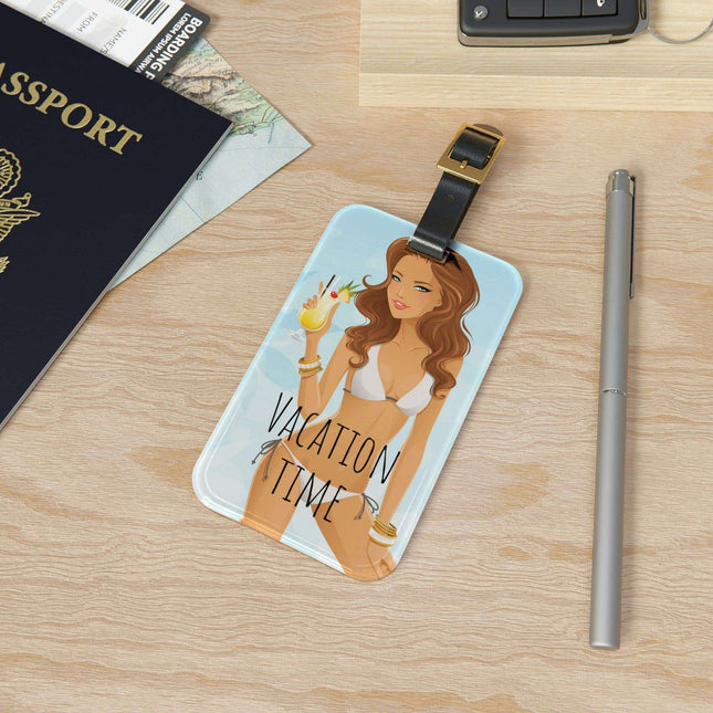 Elegant Acrylic and Leather Luggage Tag for Fashion-Forward Travelers