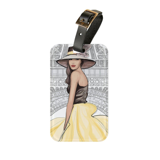 Parisian Chic Personalized Luggage Tag with Leather Strap: Elegant Travel Companion