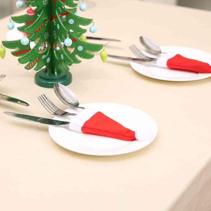 Festive Flannel Christmas Hat Cutlery Holders - Complete Set of 20