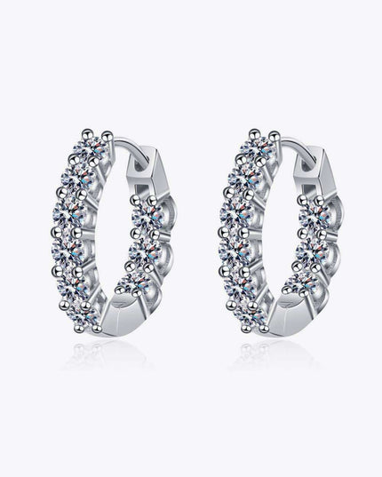Elegant Moissanite-Studded Sterling Silver Hoop Earrings