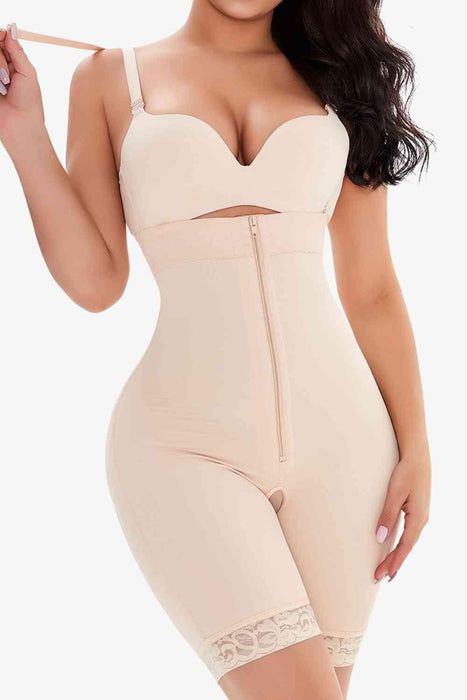Lace-Up Zippered Bodysuit for Under-Bust Shaping