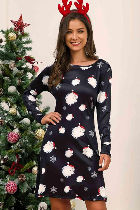 Festive Sheer Long Sleeve Christmas Dress - Holiday Season Fashion Essential