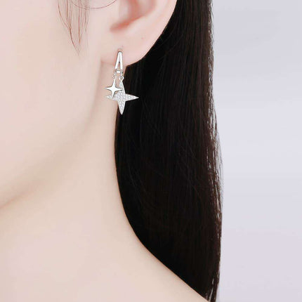 Starlit Rhodium-Plated Lab-Diamond Dangle Earrings