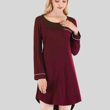 Cozy Sheer Night Dress with Round Neck