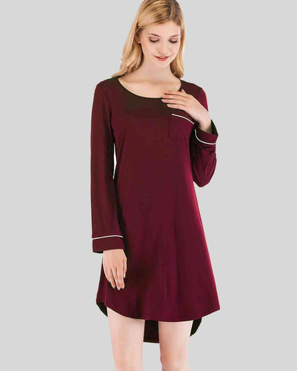 Cozy Sheer Night Dress with Round Neck