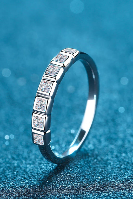 Elegant Moissanite Sterling Silver Ring with Rhodium Plating - Dazzling Minimalist Design