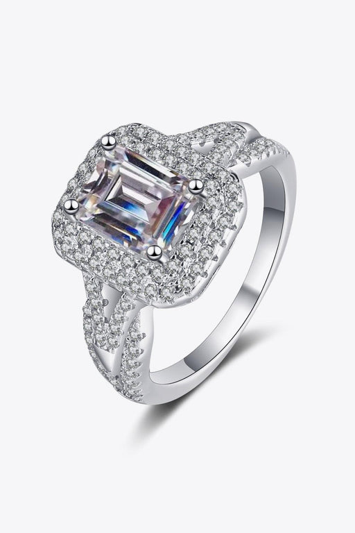 Luminous 2 Carat Moissanite Sterling Silver Ring with Zircon Accents - Eternal Radiance Collection