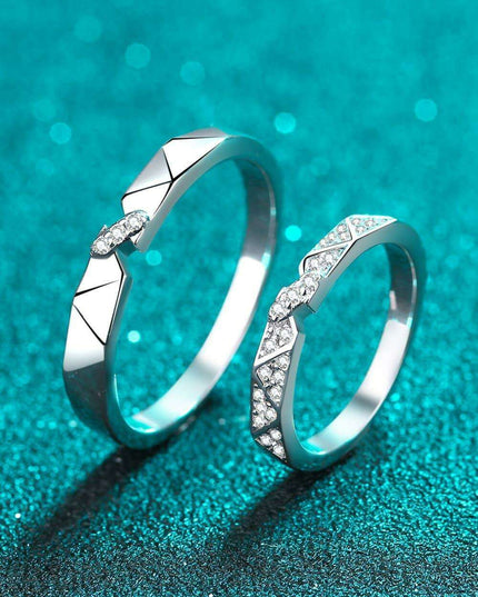 Sophisticated Moissanite Sterling Silver Ring with Rhodium Plating