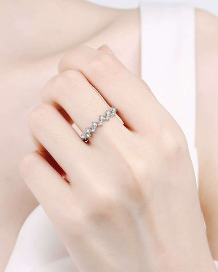 Elegant Moissanite Half-Eternity Band in Sterling Silver with Rhodium Finish