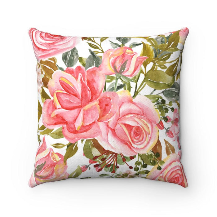 Vallée Des Roses Valentine Pink roses double-sided print reversible decorative cushion cover