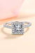 Enchanting Square Moissanite Ring with Zircon Accents in Sterling Silver