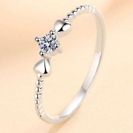 Timeless Love: Heart-Shaped Moissanite Silver Ring with Diamond Accents