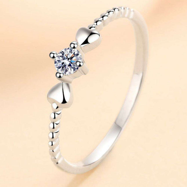 Timeless Love: Heart-Shaped Moissanite Silver Ring with Diamond Accents