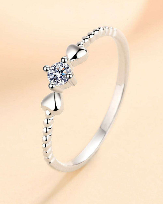 Timeless Love: Heart-Shaped Moissanite Silver Ring with Diamond Accents