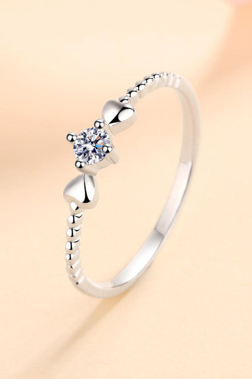 Lab-Diamond Heart Moissanite Sterling Silver Ring