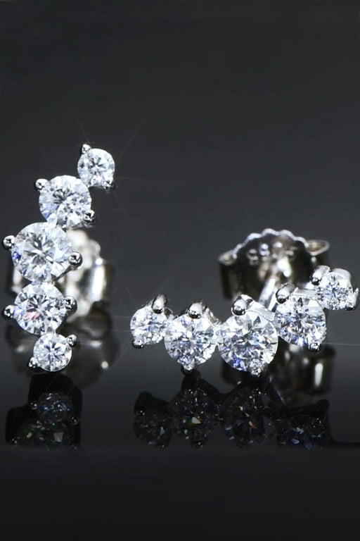Platinum-Plated Sterling Silver Moissanite Earrings - Elegant Luxe Design