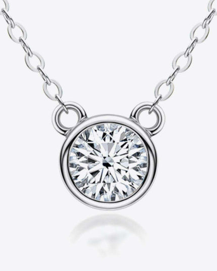Stunning 1 Carat Lab-Created Diamond Necklace in Sterling Silver with Luxe Platinum and Gold Accents