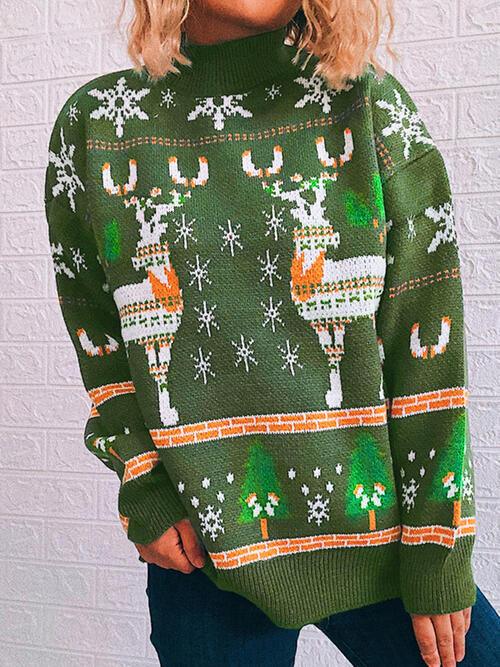 Cozy Turtleneck Knit Sweater with Drop Shoulder