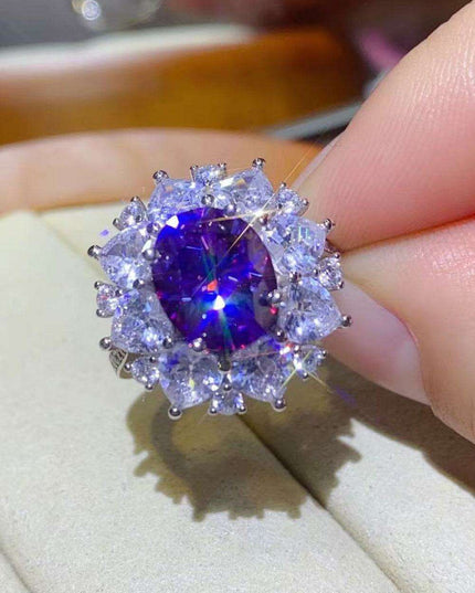 Stunning 3-Carat Lab-Grown Diamond Platinum Ring with Zircon Highlights