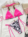 Zebra Print Halter Neck Bikini Set with Adjustable Tie Bottoms