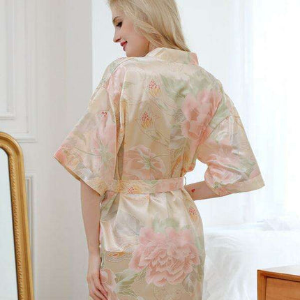Elysian | Elegant Floral Kimono Robe & Lounge Set for Women - Luxurious Polyester Comfort