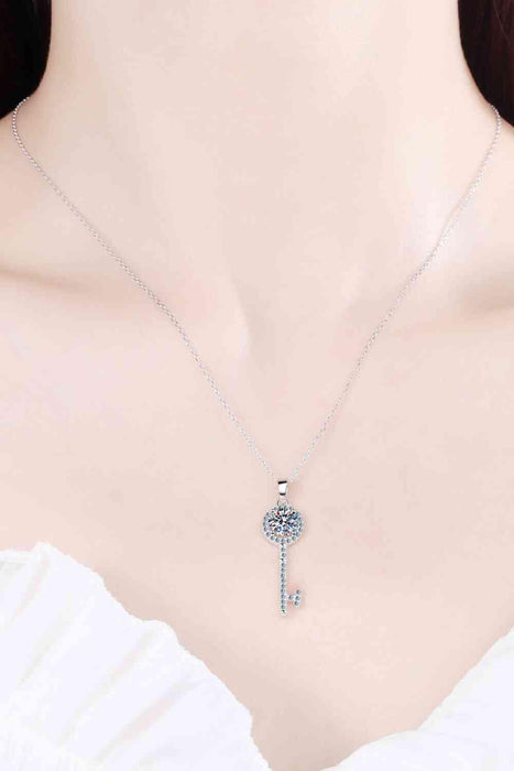 Adored Moissanite Key Pendant Necklace Trendsi