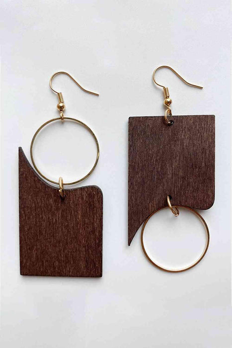 Boho Chic Geometric Wooden Dangle Earrings