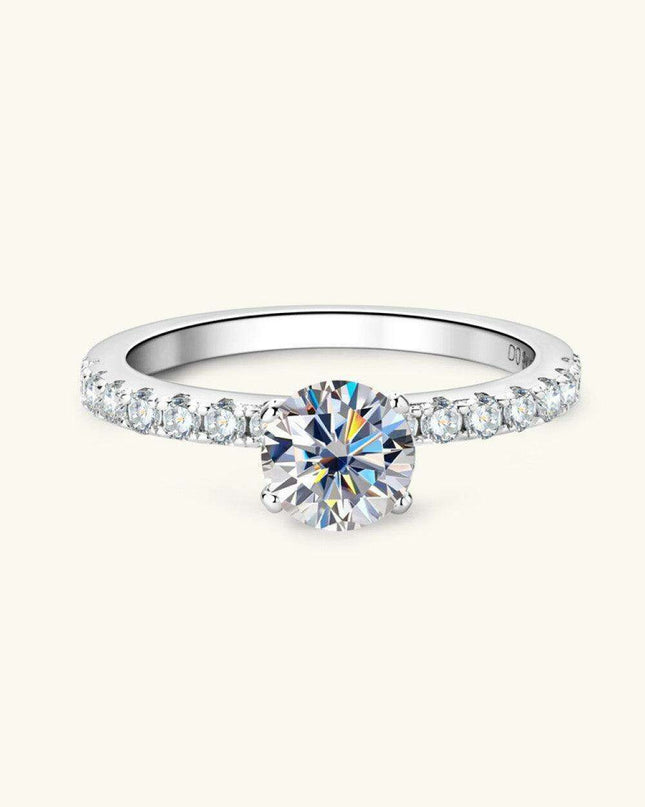 Sophisticated Moissanite and Zircon Engagement Ring with Platinum Finish