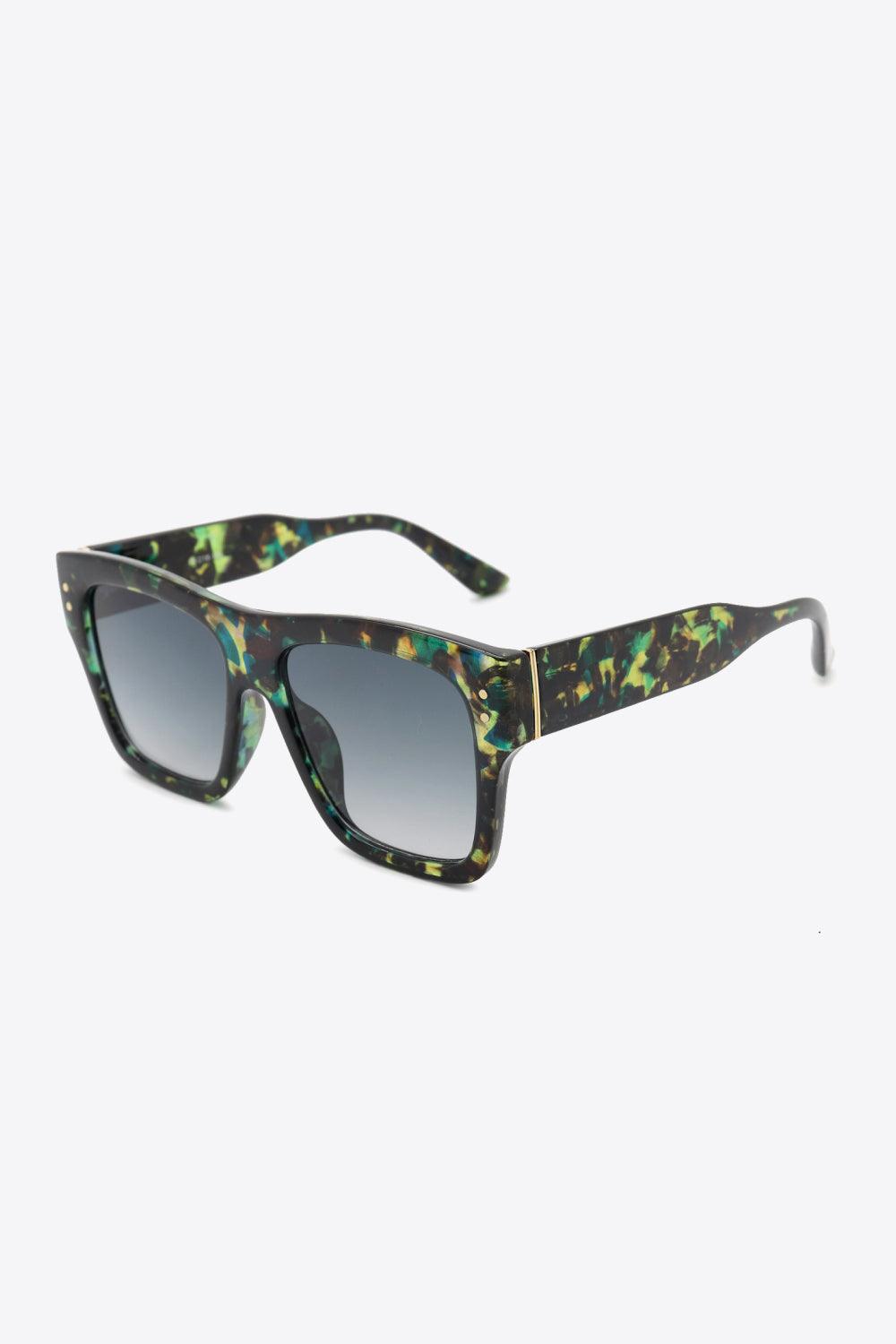 UV400 Patterned Polycarbonate Square Sunglasses-Trendsi-Black-One Size-Très Elite