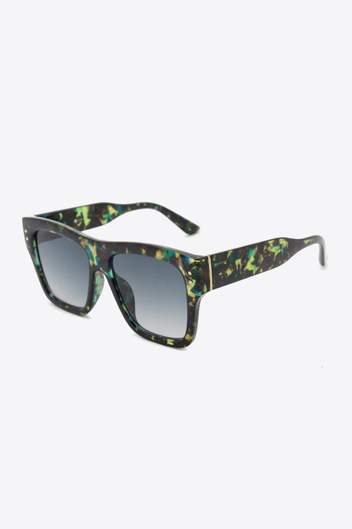 Square UV400 Patterned Polycarbonate Sunglasses with Case