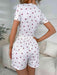 Floral Bliss V-Neck Lounge Set with Ruched Accents