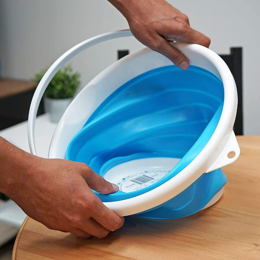 Blue Silicone Collapsible Bucket - Portable 2.65 Gallon Capacity