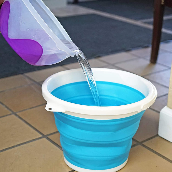 Blue Foldable Silicone Collapsible Bucket - 2.65 Gallon Capacity