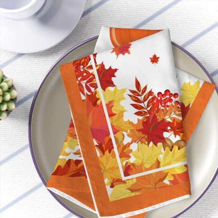 Autumn Elegance Leaf Print Napkin Set - 4 Premium Microfiber Linens