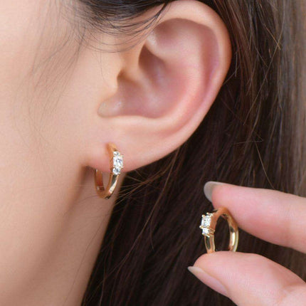 Elegant Moissanite 0.42 Carat Sterling Silver Hoop Earrings