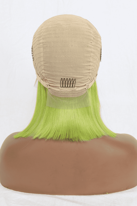 12 Lime Lace Front Human Hair Bobo Wig at 150% Density