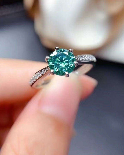 Sustainable Elegance: Lab Grown Green Diamond Ring in Sterling Silver