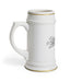 Custom White Ceramic Beer Stein - 22oz Personalized Mug with Ribbed Outlines