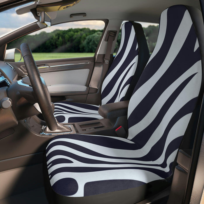Zebra Print Polyester Car Seat Covers Set by Maison d'Elite