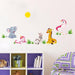Adorable Elephant and Giraffe Cartoon Wall Decal for Children's Room Decoration