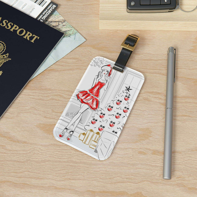 Elegant Winter Travel Tag: Customizable Accessory for the Fashionable Adventurer