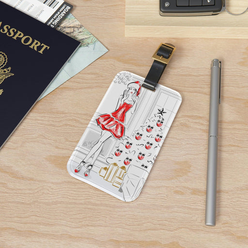 Luxury Winter Travel Tag with Sleek Leather Strap