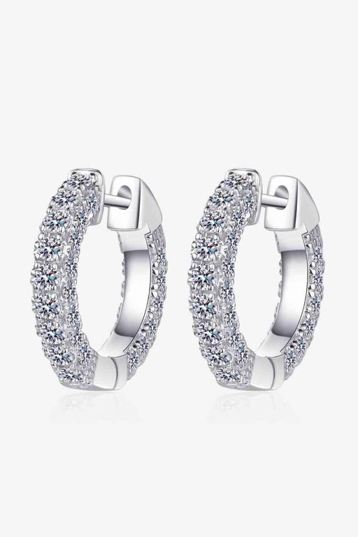Contemporary Sterling Silver Moissanite Huggie Earrings - Minimalist Luxury