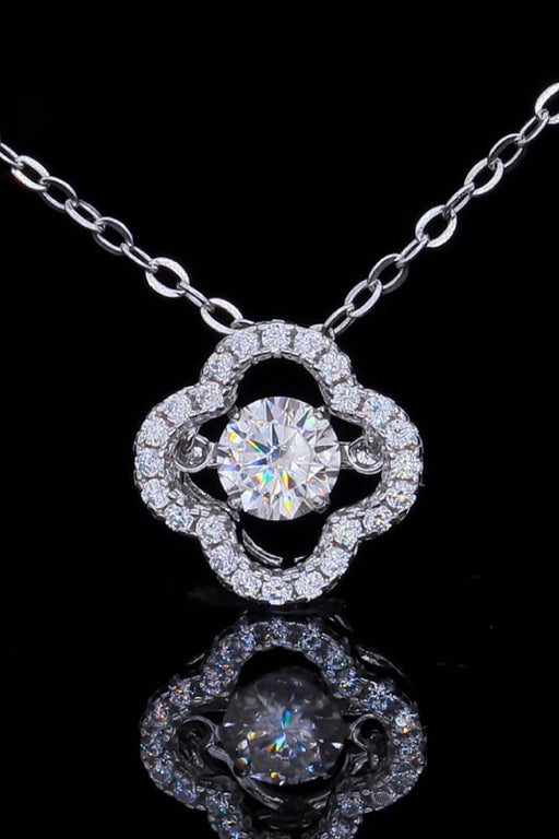 Exquisite Moissanite Floral Pendant Necklace in Sterling Silver - Certified