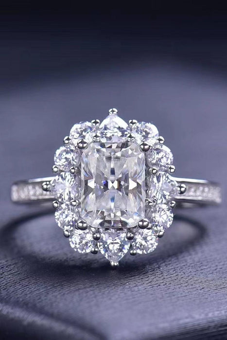 Opulent 2 Carat Moissanite Sterling Silver Ring with Platinum Accents - Elegant Statement Piece
