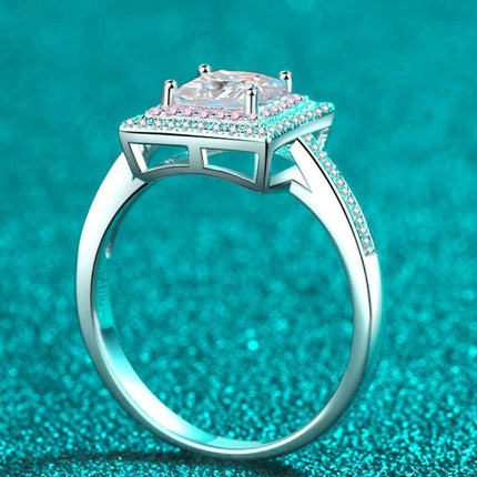 Chic Geometric Lab-Diamond Ring Ensemble with Radiant Zircon Highlights