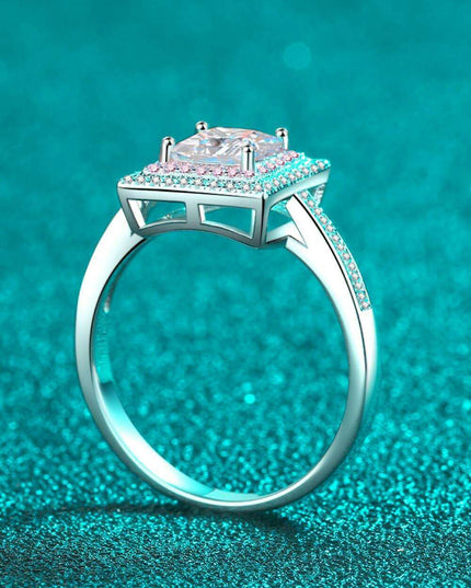 Chic Geometric Lab-Diamond Ring Ensemble with Radiant Zircon Highlights