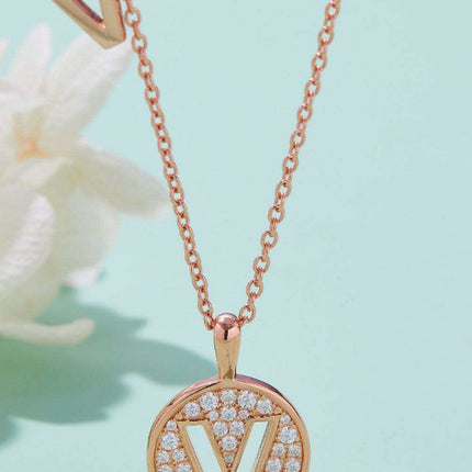 Timeless Glamour: Rose Gold Plated Sterling Silver Lab-Grown Diamond Pendant Necklace