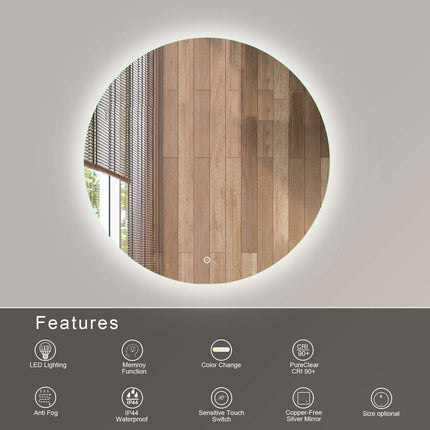 Sleek Beveled Frameless LED Mirror for Illuminated Bathroom Elegance